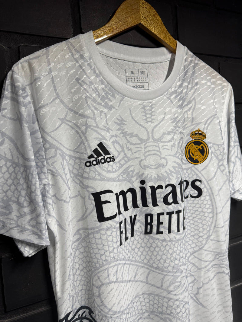 Camisa Real Madrid Edição Especial Dragon Player Branca/Preto 24/25