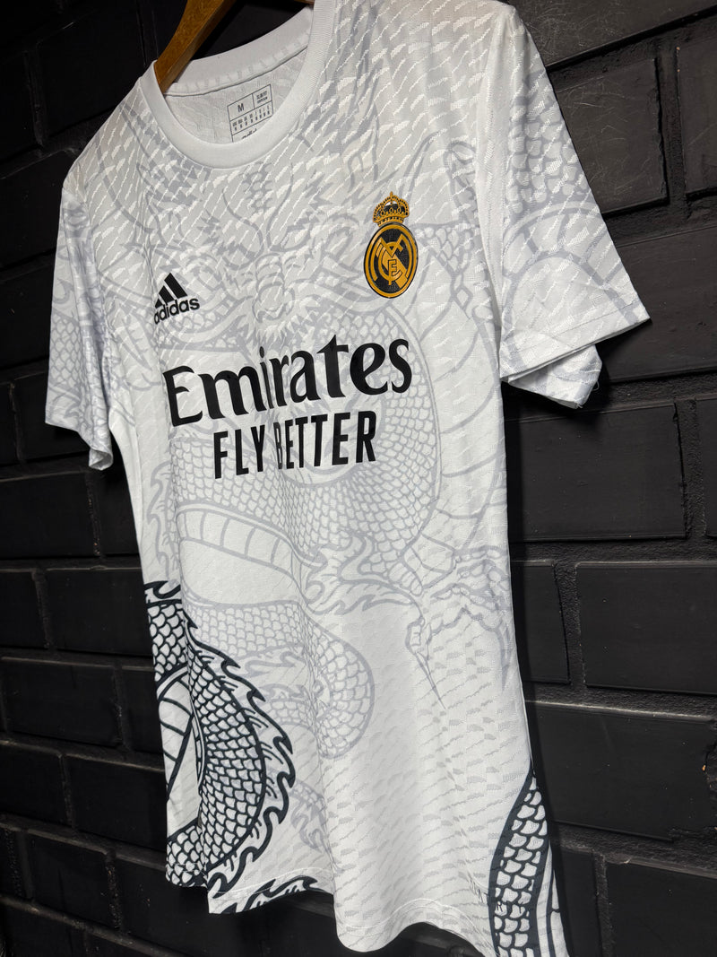 Camisa Real Madrid Edição Especial Dragon Player Branca/Preto 24/25