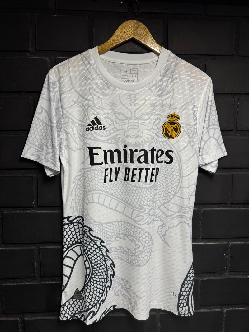 Camisa Real Madrid Edição Especial Dragon Player Branca/Preto 24/25